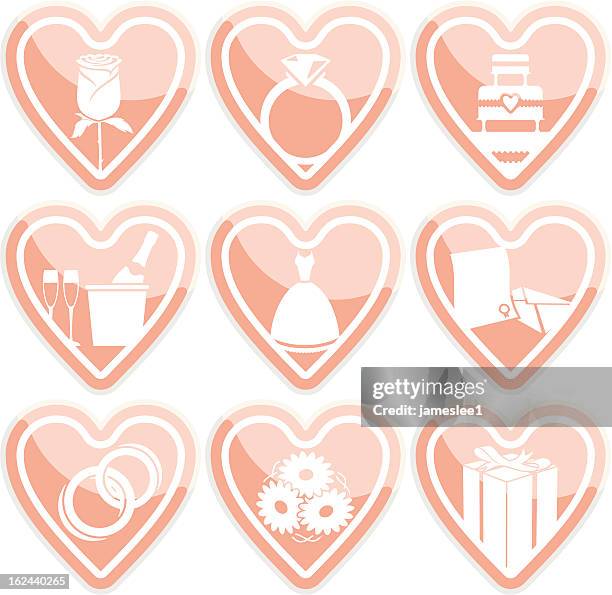 wedding icons - wedding ring white background stock illustrations