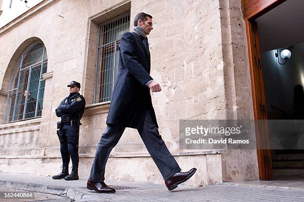Princess Cristina's husband, Inaki Urdangarin arrives at the courthouse of Palma de Mallorca to give evidence during the during the 'Palma Arena...