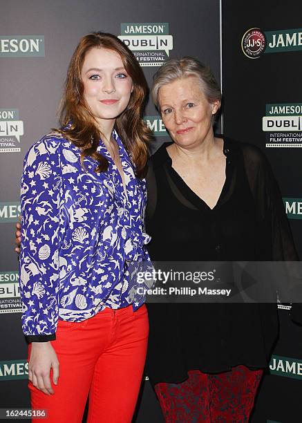 Sarah Bolger and Mary Hannon attend a screening of 'The Moth Diaries' during the Jameson International Film Festival on February 23, 2013 in Dublin,...