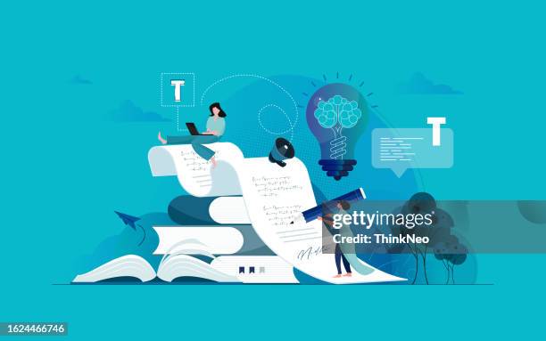bildbanksillustrationer, clip art samt tecknat material och ikoner med content creation concept. - historia