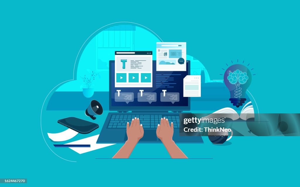 Online education, creative writing and storytelling, copywriting concept