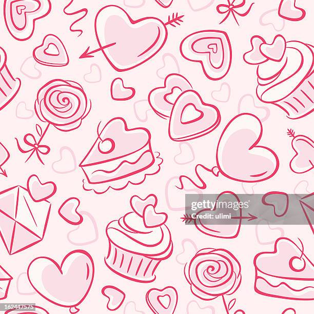 valentines day - cupcake pattern stock illustrations