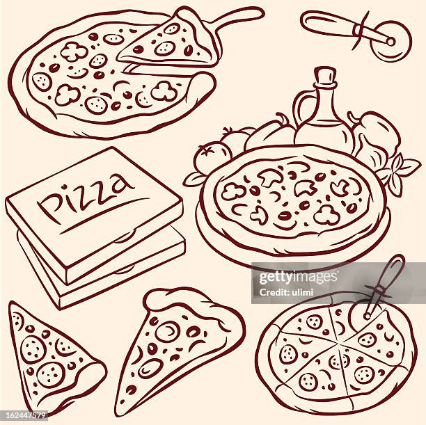 pizza - slice of food stock illustrations