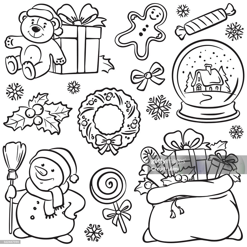 Page Of Christmas Themed Sketches High-Res Vector Graphic - Getty Images