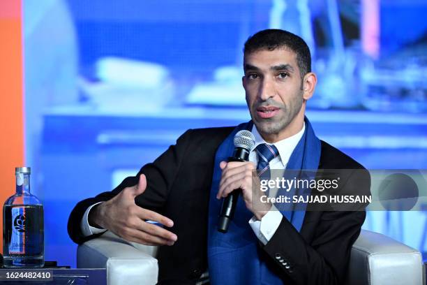 In this photograph taken on August 25 Dr Thani bin Ahmed Al Zeyoudi, Chair, WTO's 13th Ministerial Conference and Minister of State for Foreign Trade...