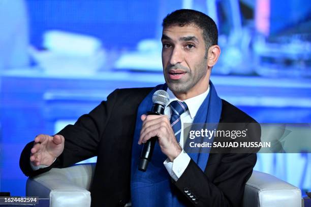 In this photograph taken on August 25 Dr Thani bin Ahmed Al Zeyoudi, Chair, WTO's 13th Ministerial Conference and Minister of State for Foreign Trade...