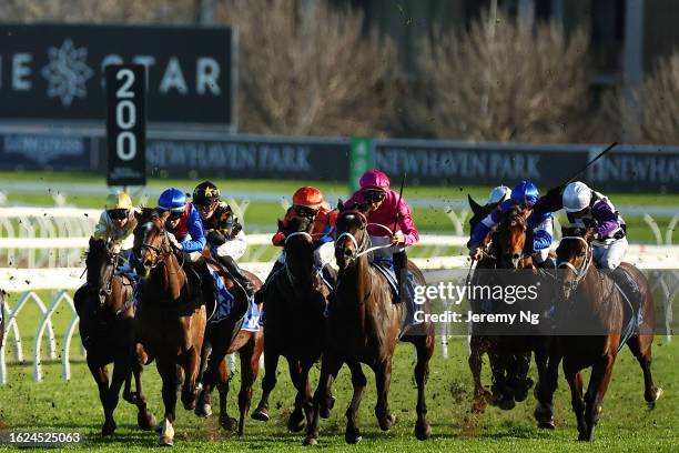 James Mcdonald riding Fangirl wins Race 8 Winx Stakes during "Winx Stakes Day" - Sydney Racing at Royal Randwick Racecourse on August 19, 2023 in...