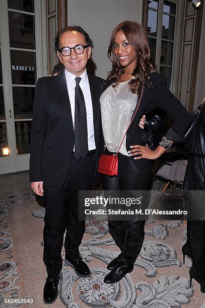 Enio Silla and Ainett Stephens attend Le Silla Presentation during Milan Fashion Week Womenswear Fall/Winter 2013/14 on February 23, 2013 in Milan,...