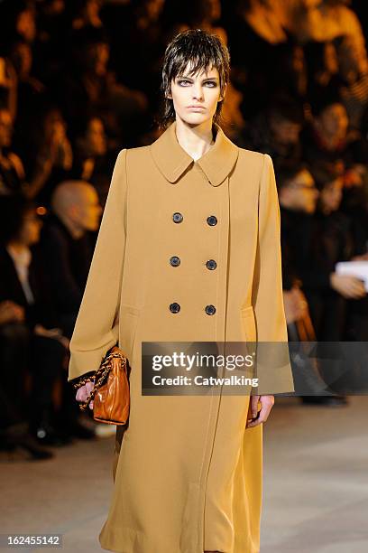 Model walks the runway at the Marc Jacobs Autumn Winter 2013 fashion show during New York Fashion Week on February 14, 2013 in New York, United...