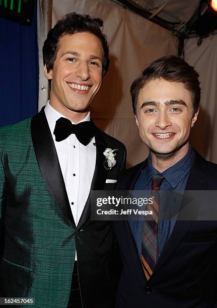 Actor/host Andy Samberg and actor Daniel Radcliffe attend the 2013 Film Independent Spirit Awards at Santa Monica Beach on February 23, 2013 in Santa...