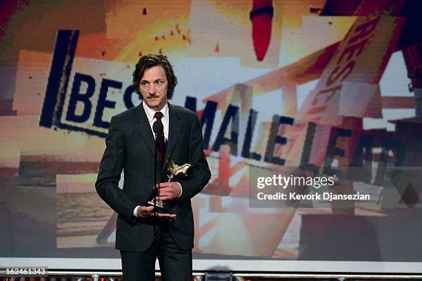 Actor John Hawkes accepts the award for Best Male Lead onstage during the 2013 Film Independent Spirit Awards at Santa Monica Beach on February 23,...