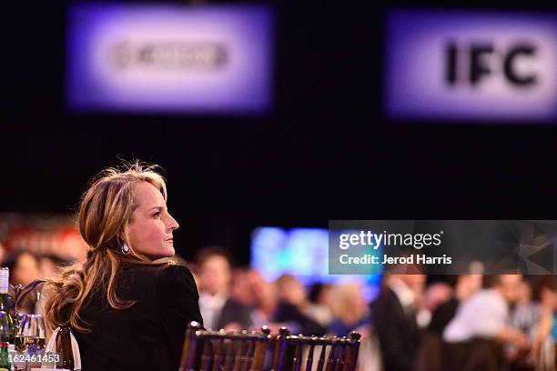 Actress Helen Hunt poses in the Kindle Fire HD and IMDb Green Room during the 2013 Film Independent Spirit Awards at Santa Monica Beach on February...