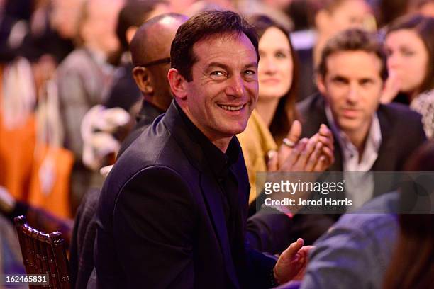 Actor Jason Isaacs poses in the Kindle Fire HD and IMDb Green Room during the 2013 Film Independent Spirit Awards at Santa Monica Beach on February...