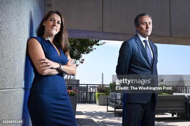 Sarah Feinberg and attorney Bill Pittard of KaiserDillon PLLC pose for a portrait on Wednesday August 09, 2023 in Washington, DC. Feinberg was a...