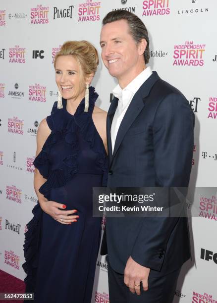 Lieutenant Governor of California Gavin Newsom and wife Jennifer Siebel attend the 2013 Film Independent Spirit Awards at Santa Monica Beach on...