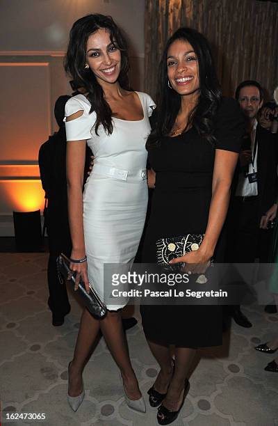 Actresses Madalina Ghenea and Rosario Dawson wearing Montblanc Star 4810 in Yellow Gold attend a Pre-Oscar charity brunch hosted by Montblanc and...