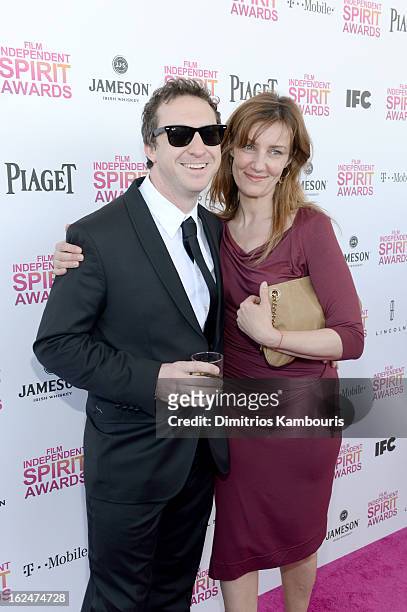 Cinematographer Lol Crawley and guest with Jameson prior to the 2013 Film Independent Spirit Awards at Santa Monica Beach on February 23, 2013 in...