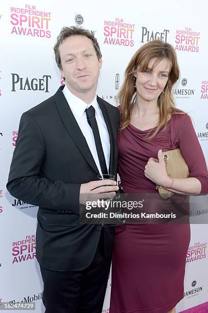 Cinematographer Lol Crawley and guest with Jameson prior to the 2013 Film Independent Spirit Awards at Santa Monica Beach on February 23, 2013 in...