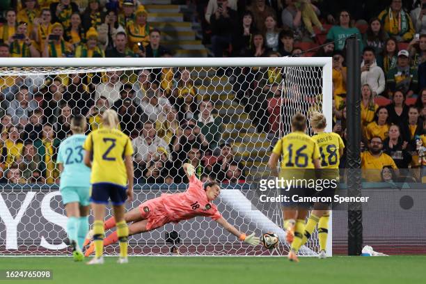 Fridolina Rolfo of Sweden converts the penalty to score her team's first goal during the FIFA Women's World Cup Australia & New Zealand 2023 Third...