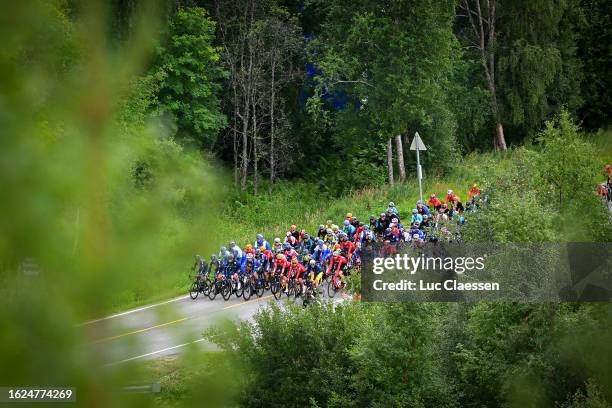 General view of the peloton competing during the 10th Arctic Race of Norway, Stage 2 a 153.4km stage from Alta to Hammerfest on August 18, 2023 in...
