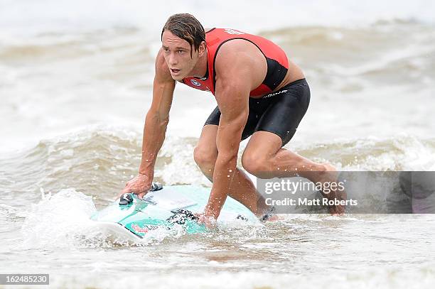 Alastair Day runs out of the water after the board portion the during the Noosa Heads round of the 201213 Kelloggs Nutri-Grain Ironman Series on...