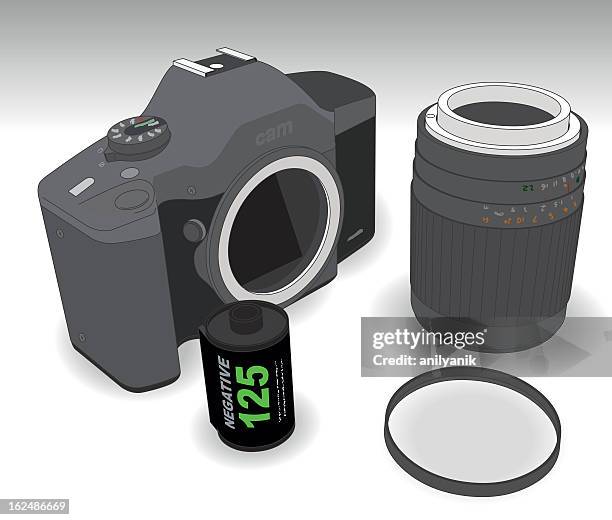 slr camera - camara reflex stock illustrations