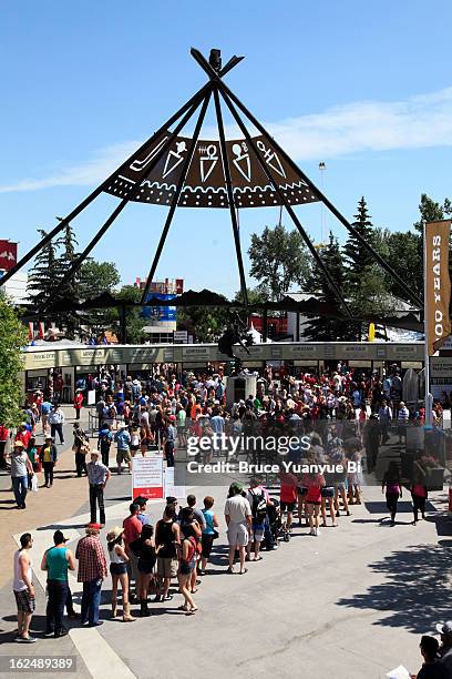 the entrance of stampede park - calgary stampede stock pictures, royalty-free photos & images