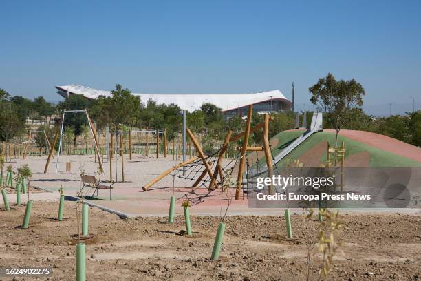 Children's area in the semi-forestal park in San Blas-Canillejas, in the neighborhood of Las Rosas, on 19 August, 2023 in Madrid, Spain. The...