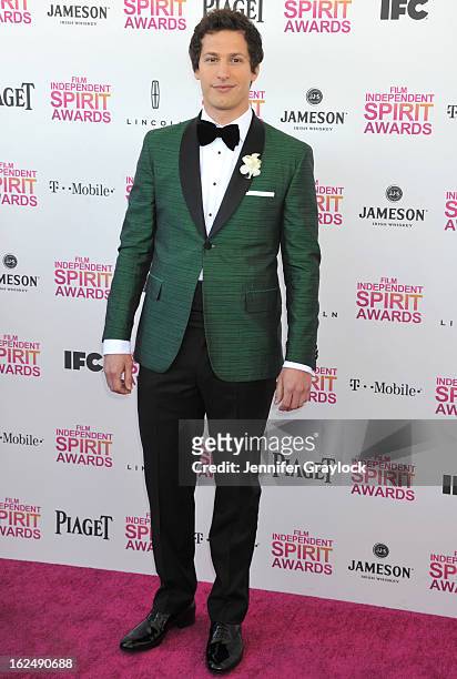 Actor Andy Samberg attends the 2013 Film Independent Spirit Awards held on the Santa Monica beach on February 23, 2013 in Santa Monica, California.