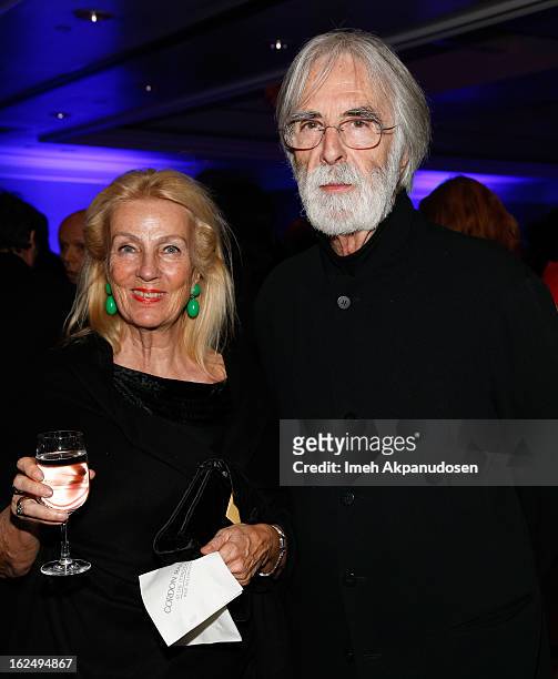 Director Michael Haneke and his wife Susanne Haneke attend the Sony Pictures Classics Pre-Oscar Dinner at The London Hotel on February 23, 2013 in...