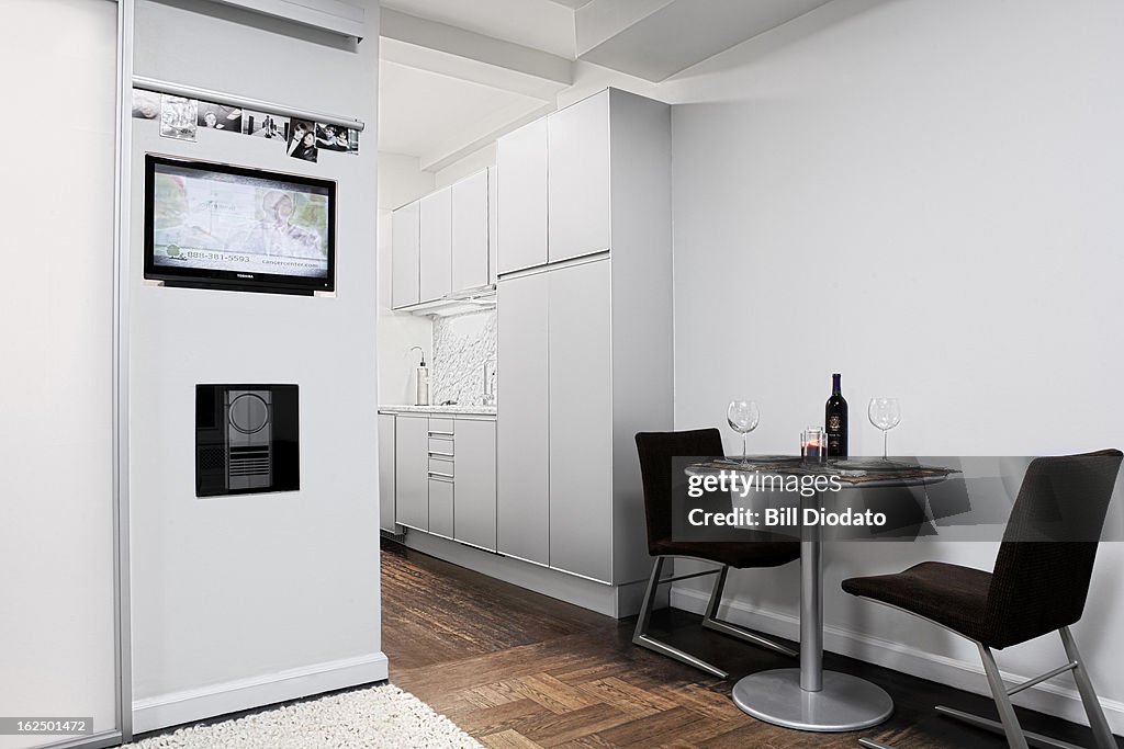View of kitchen and seating area