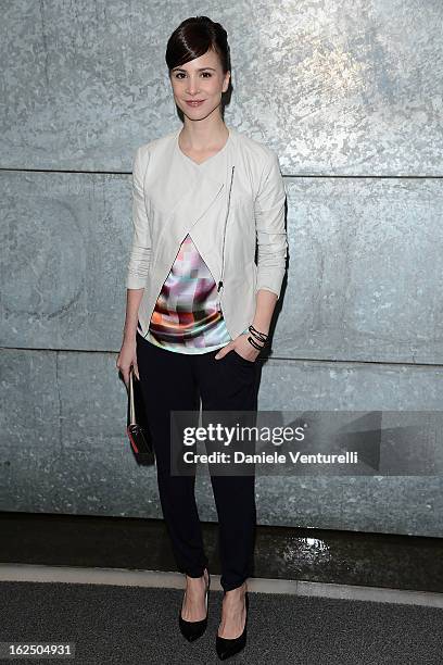 Aylin Tezel attends the Emporio Armani fashion show as part of Milan Fashion Week Womenswear Fall/Winter 2013/14 on February 24, 2014 in Milan, Italy.