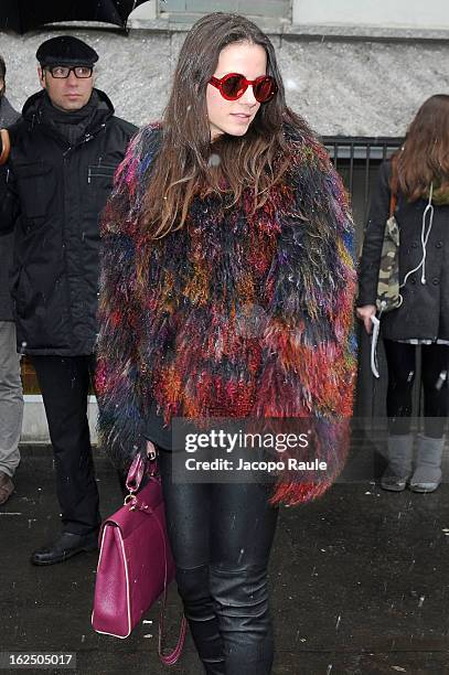 Zina attends the Emporio Armani fashion show as part of Milan Fashion Week Womenswear Fall/Winter 2013/14 on February 24, 2014 in Milan, Italy.