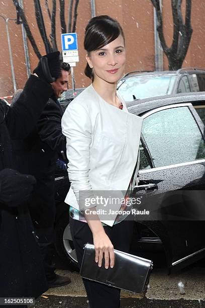 Aylin Tezel attends the Emporio Armani fashion show as part of Milan Fashion Week Womenswear Fall/Winter 2013/14 on February 24, 2014 in Milan, Italy.