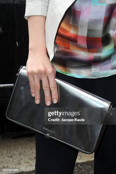 Aylin Tezel attends the Emporio Armani fashion show as part of Milan Fashion Week Womenswear Fall/Winter 2013/14 on February 24, 2014 in Milan, Italy.