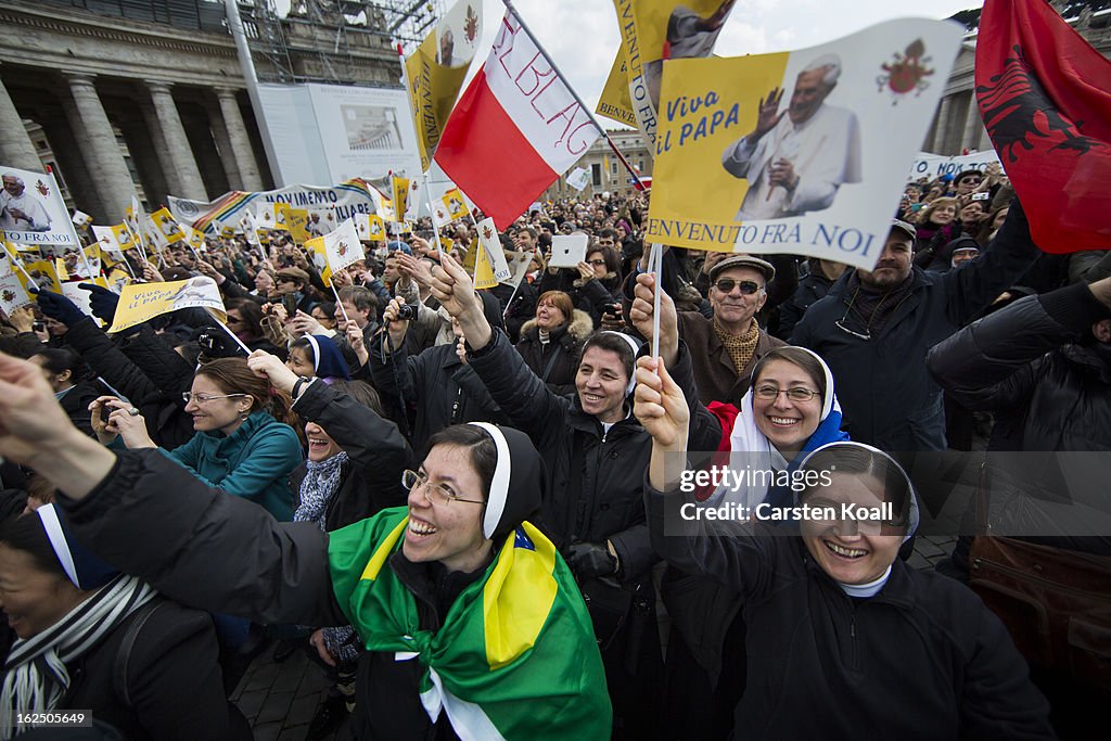 The Pope Attends His Final Angelus Prayers Before His Retirement