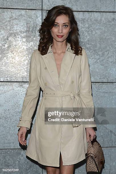 Margareth Made attends the Emporio Armani fashion show as part of Milan Fashion Week Womenswear Fall/Winter 2013/14 on February 24, 2014 in Milan,...