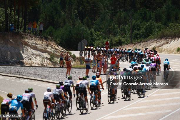 General view of the peloton competing during the 45th Vuelta a Burgos 2023, Stage 5 a 160km stage from Golmayo to Lagunas de Neila 1866m on August...