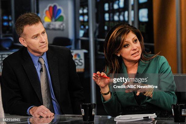 Pictured: – Steve Inskeep, Host, NPR’s “Morning Edition” left, and Maria Bartiromo, CNBC's “Closing Bell” right, appear on "Meet the Press" in...