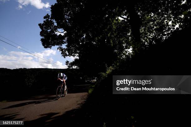 Remi Cavagna of France sprints during the Men Elite Individual Time Trial a 47.8km race from Stirling to Stirling at the 96th UCI Cycling World...