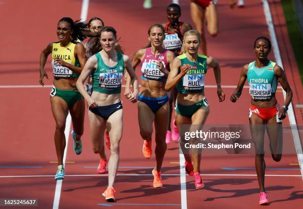 Ciara Mageean of Team Ireland and Jessica Hull of Team Australia compete during Heat 4 of Women's 1500m day one of the World Athletics Championships...