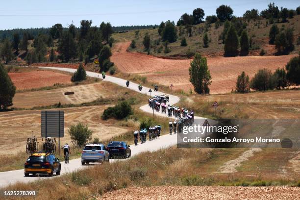 General view of the peloton competing during the 45th Vuelta a Burgos 2023, Stage 5 a 160km stage from Golmayo to Lagunas de Neila 1866m on August...