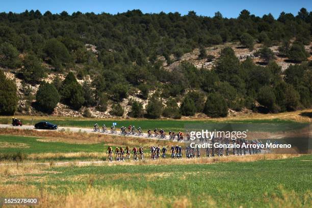 General view of the peloton competing during the 45th Vuelta a Burgos 2023, Stage 5 a 160km stage from Golmayo to Lagunas de Neila 1866m on August...