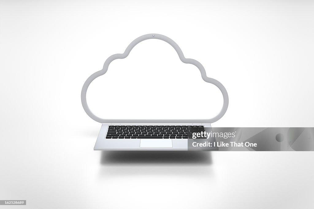 Laptop with the screen in the shape of a cloud
