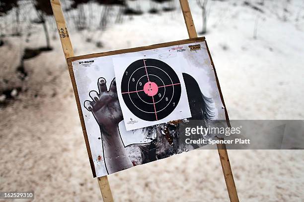 Target is viewed at a class taught by King 33 Training at a shooting range on February 24, 2013 in Wallingford, Connecticut. King 33 Training, a...