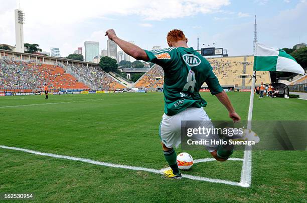 Souza of Palmeiras in action during a match between Palmeiras and UA Barbarense as part of the Paulista Championship 2013 at Pacaembu Stadium on...