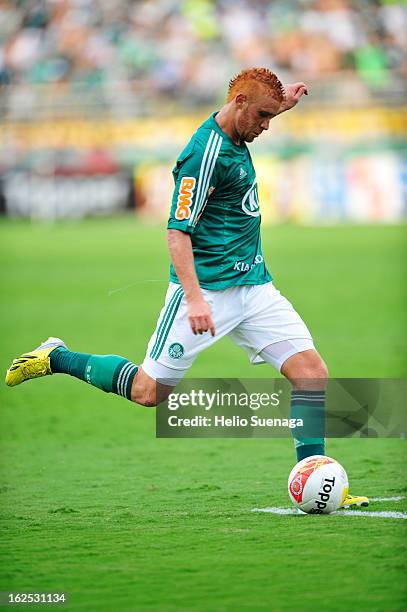 Souza of Palmeiras in action during a match between Palmeiras and UA Barbarense as part of the Paulista Championship 2013 at Pacaembu Stadium on...