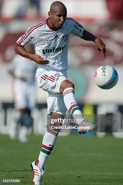 Wellington Silva of Fluminense controls the ball during the match between Fluminense and Madureira as part of the Carioca Championship 2013 at Bonita...