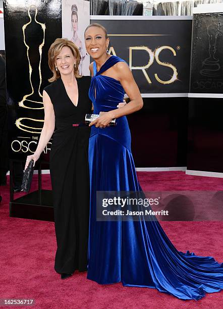 Co-Chair of Disney Media Networks and President of Disney-ABC Television Group Anne Sweeney and TV personality Robin Roberts arrive at the Oscars at...