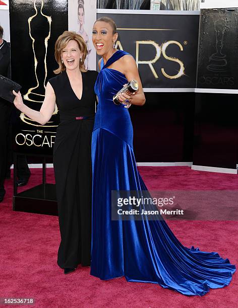 Co-Chair of Disney Media Networks and President of Disney-ABC Television Group Anne Sweeney and TV personality Robin Roberts arrive at the Oscars at...